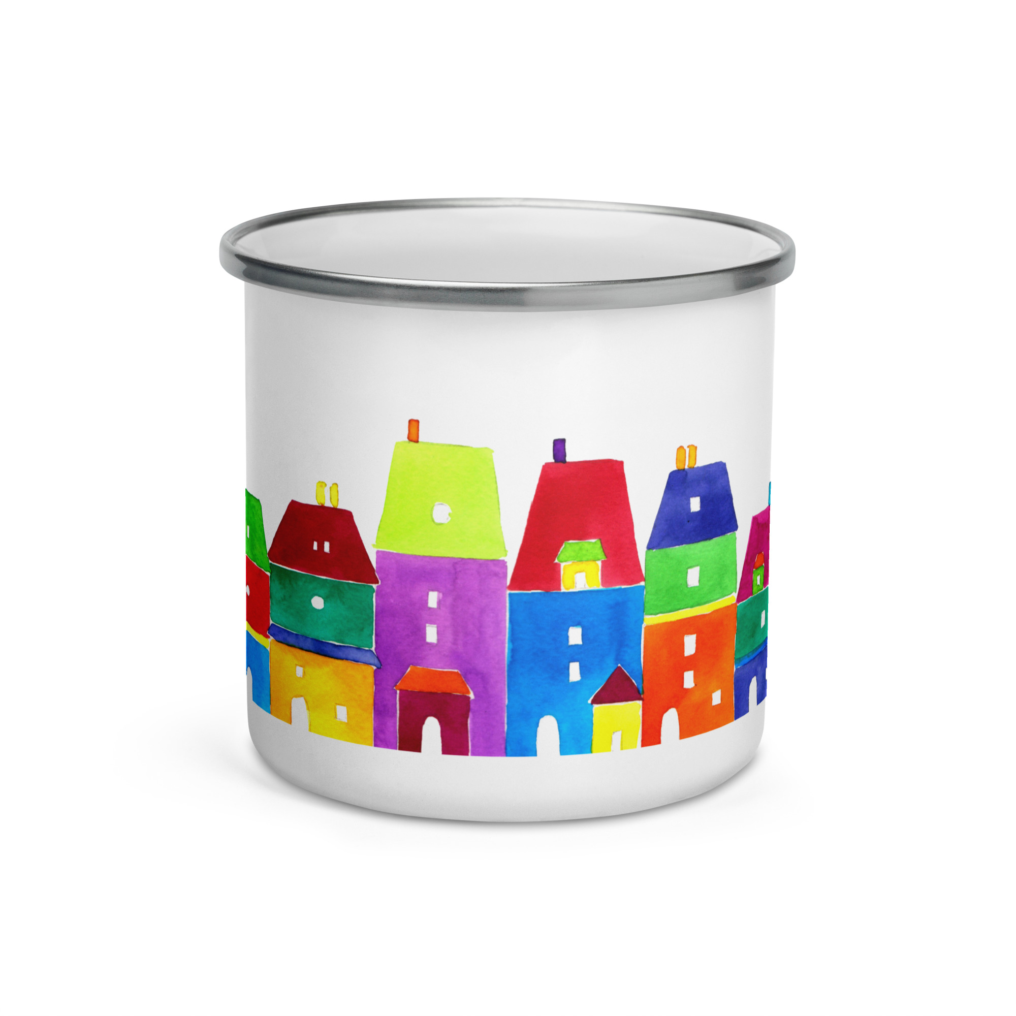 Taza esmaltada de casitas de colores - Imagen 3