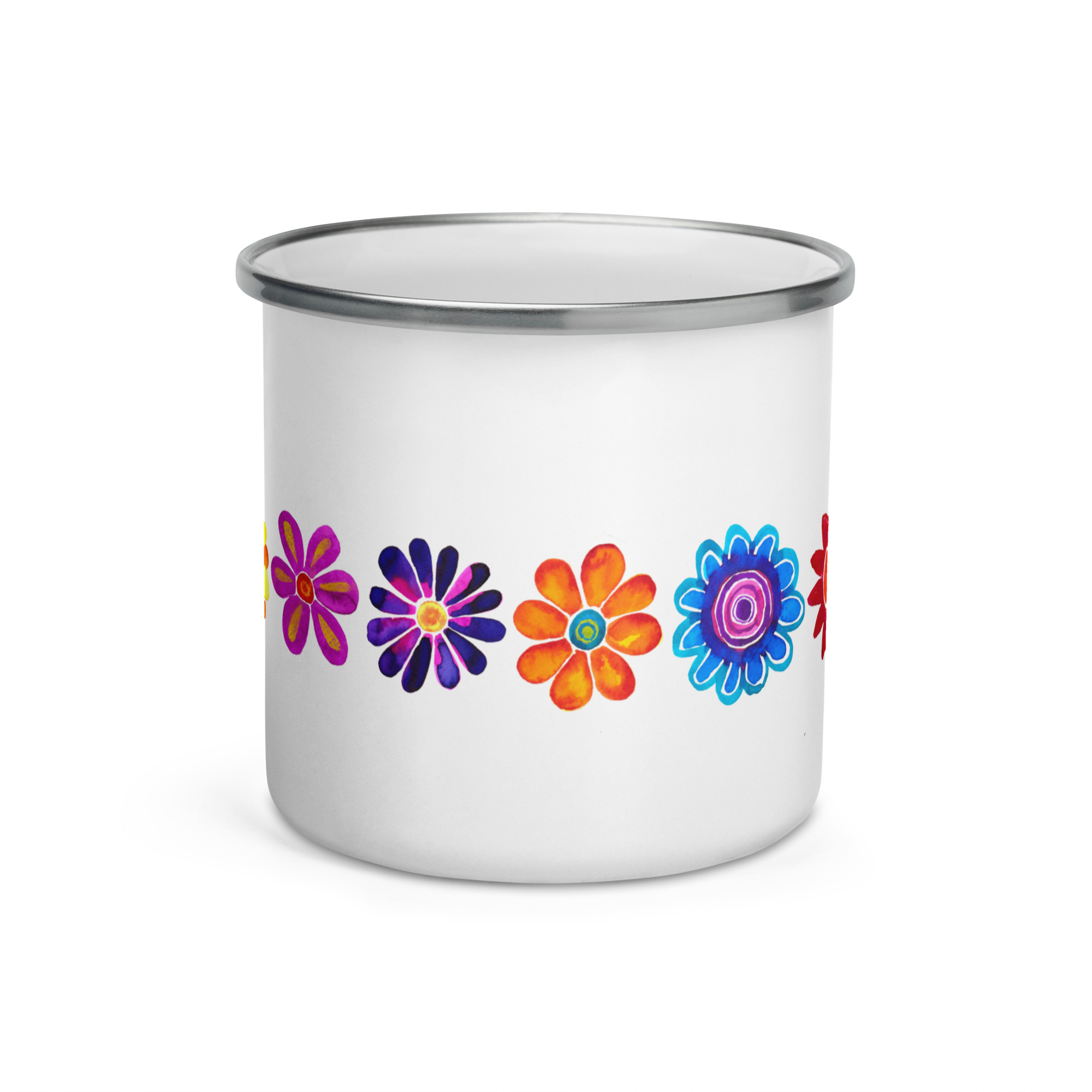 Taza esmaltada de florecitas - Imagen 3