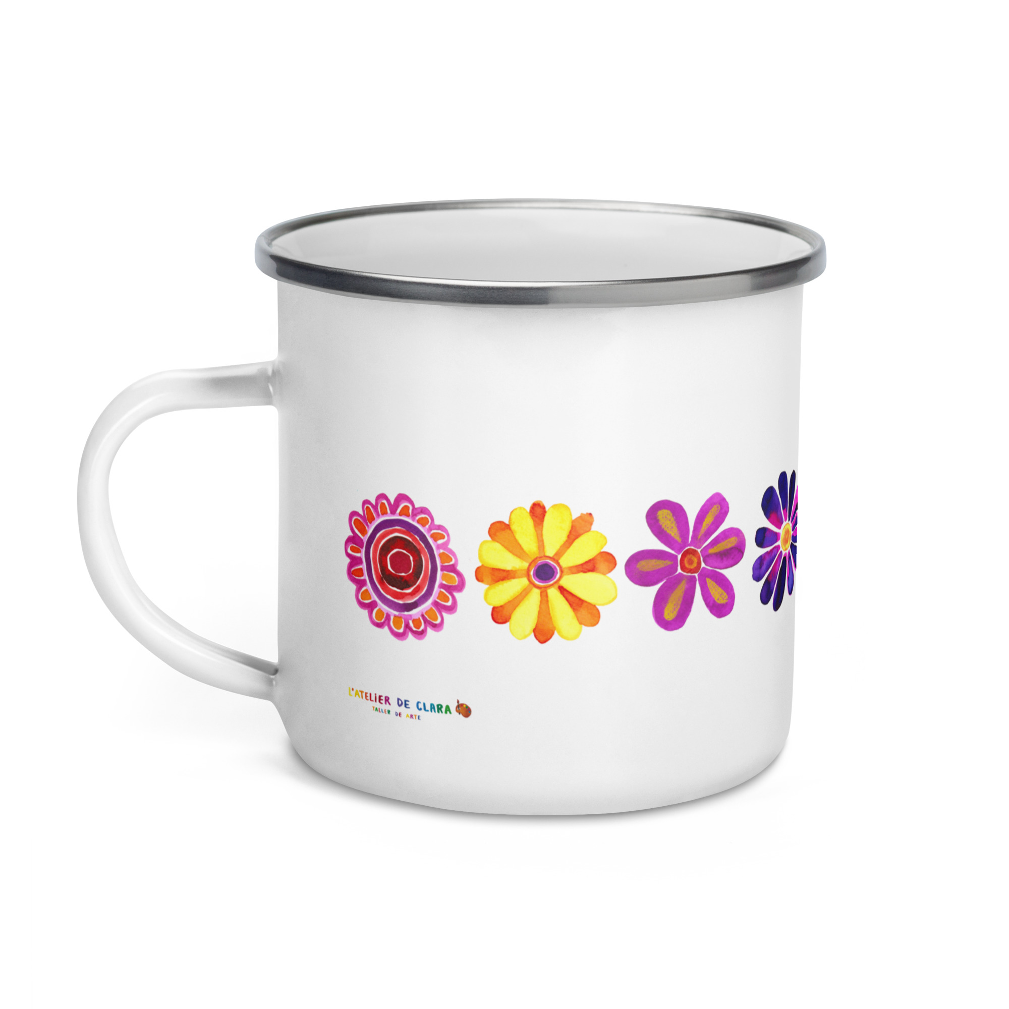 Taza esmaltada de florecitas