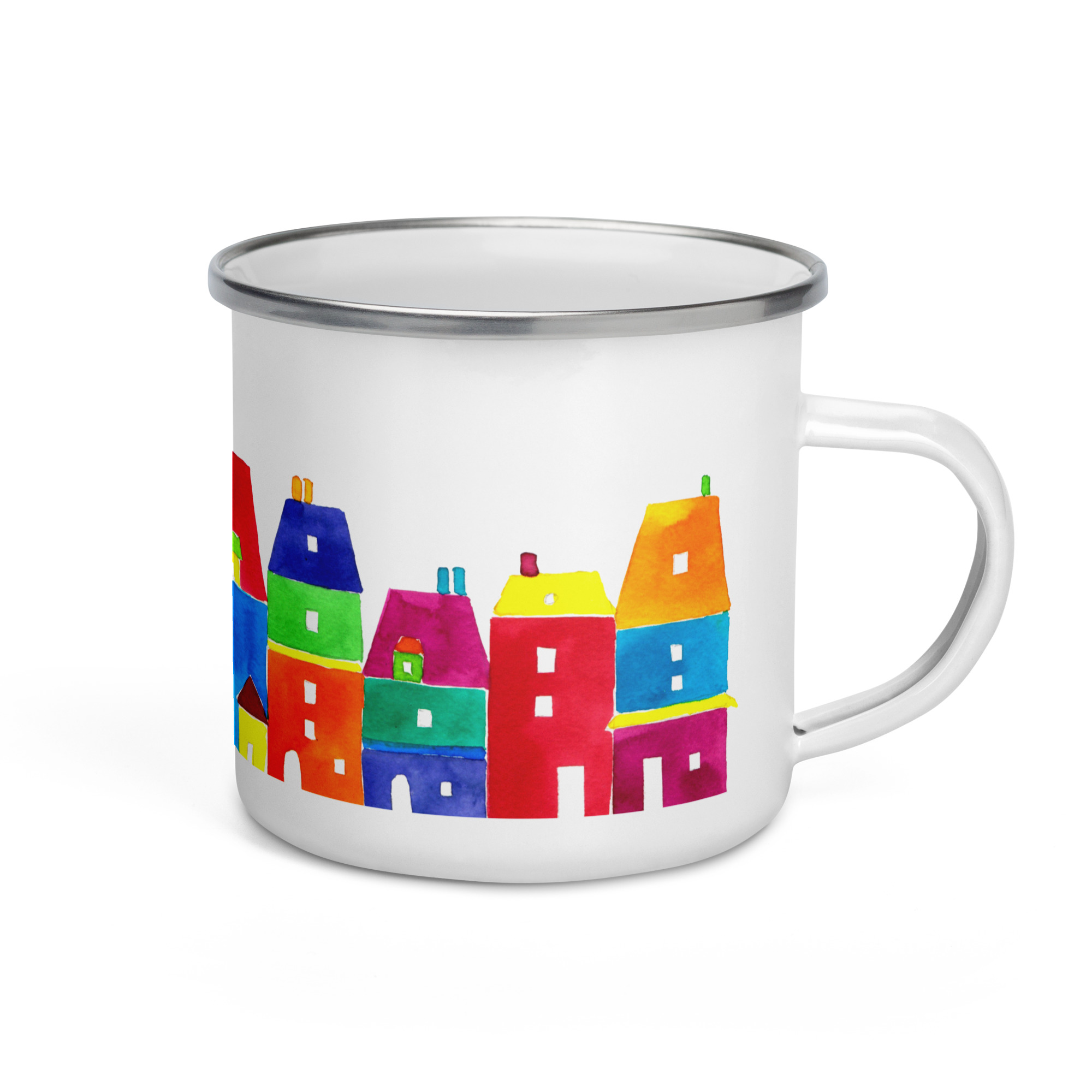 Taza esmaltada de casitas de colores - Imagen 2