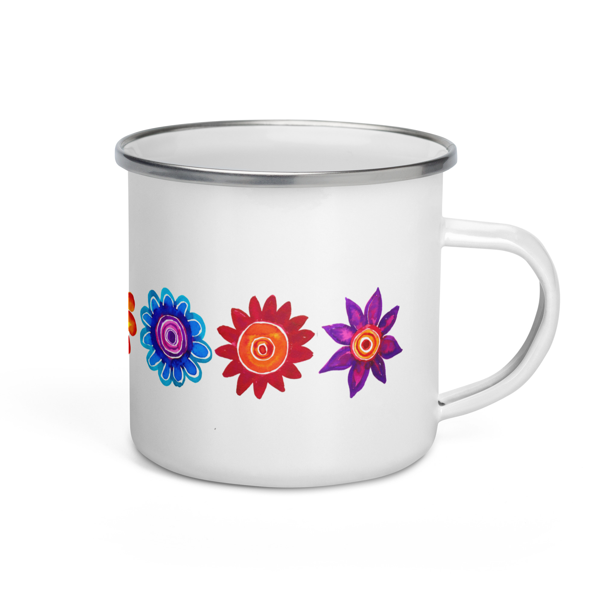 Taza esmaltada de florecitas - Imagen 2