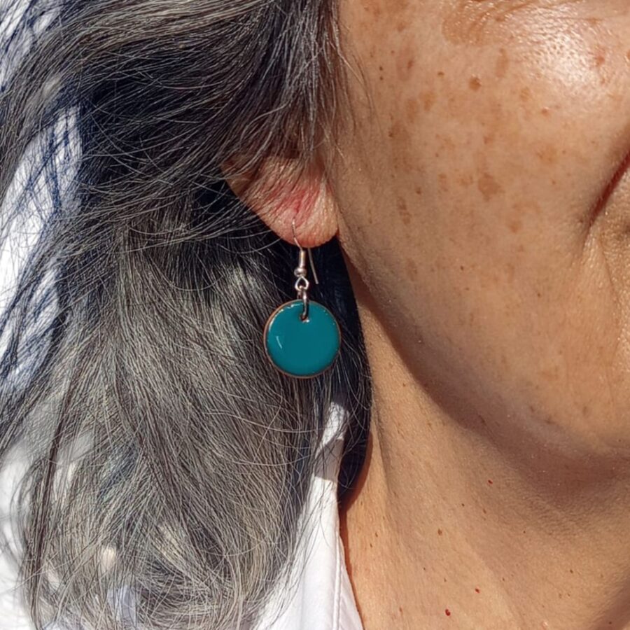 Pendientes pequeños redondos verde esmeralda