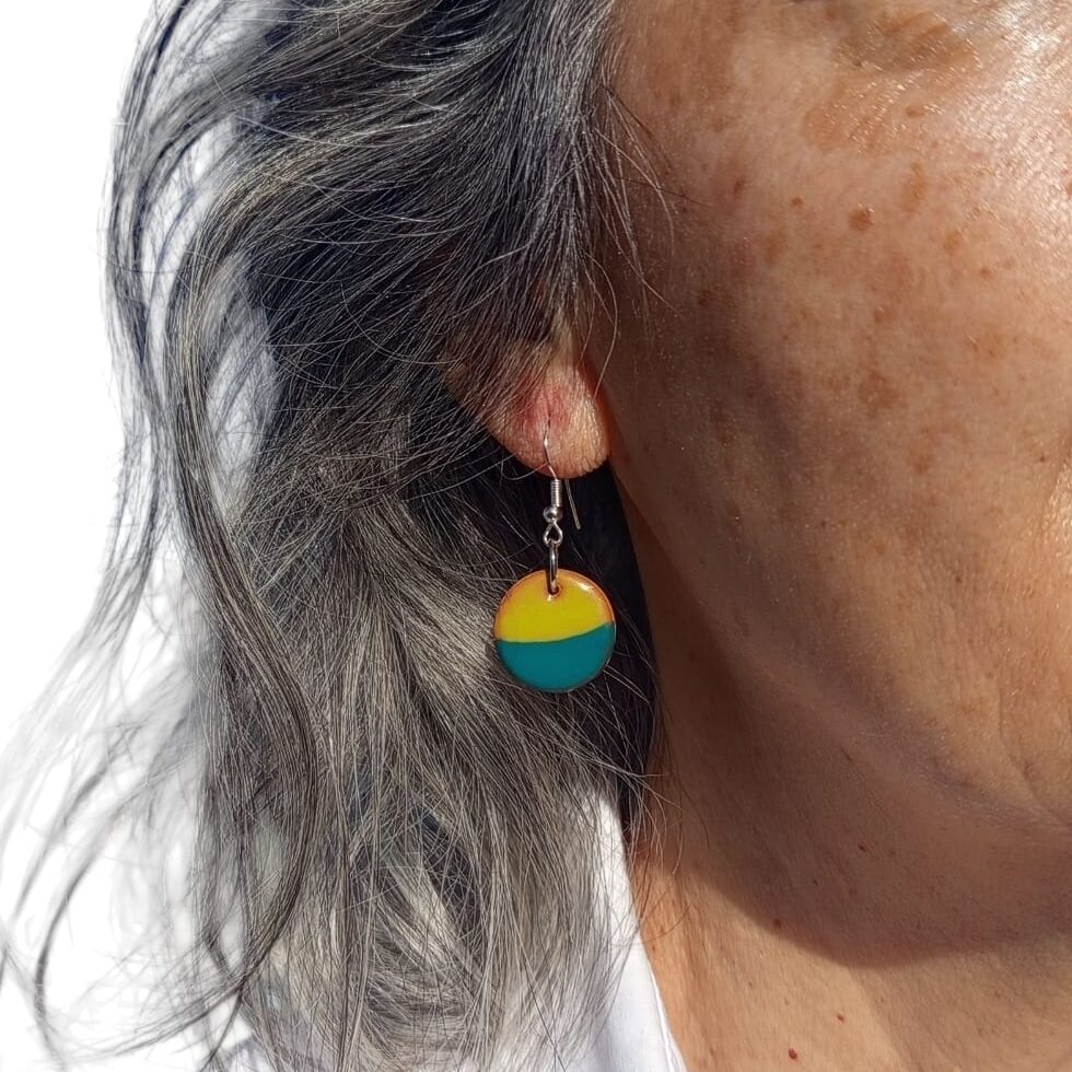 Pendientes redondos turquesa y pistacho
