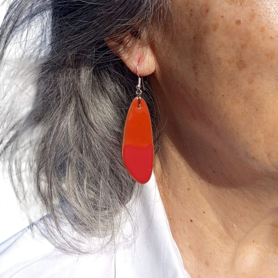 Pendientes alargados naranja y rojo